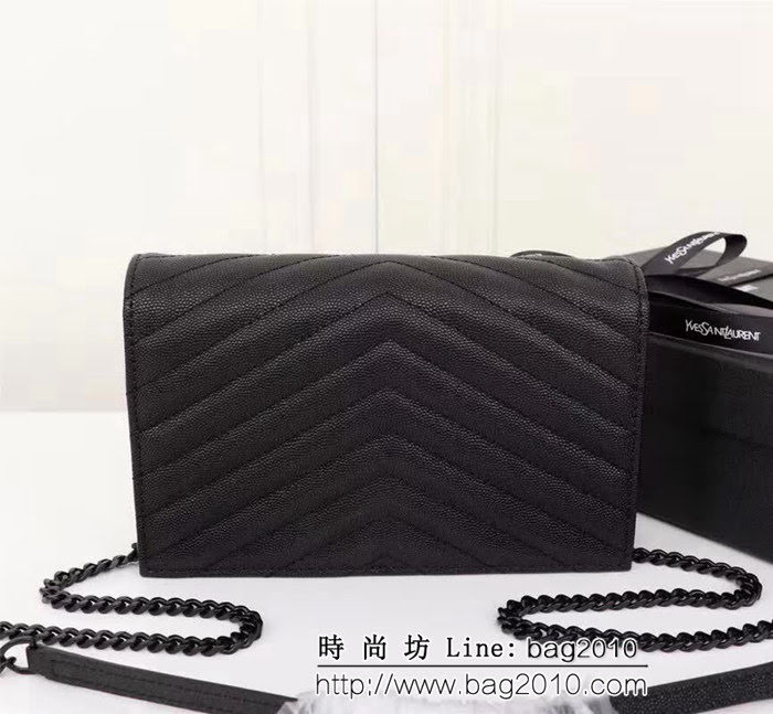YSL聖羅蘭 專櫃最新V紋皮 金色五金扣 可拆卸鏈條 小挎包 27720 YAS1271